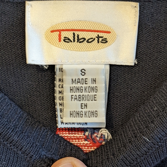 Talbots Navy Blue Flag Star Sweater NWOT - Picture 5 of 6